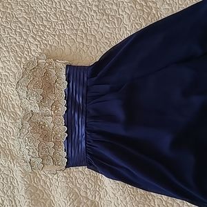 Little Mistress dress size 4 petite navy/cream NWT